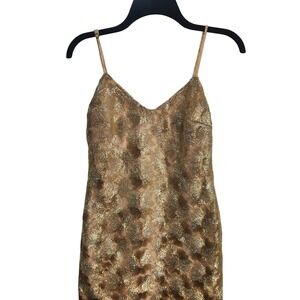 Trina Turk New Gold Metallic Textured Floral Mini Cocktail Dress TD173018 Sz 2